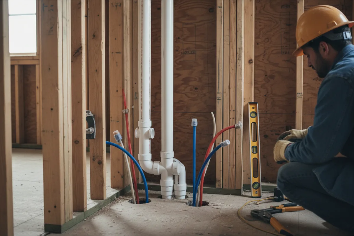 Drain and supply rough-in during Drain Cleaning in Spring Grove
