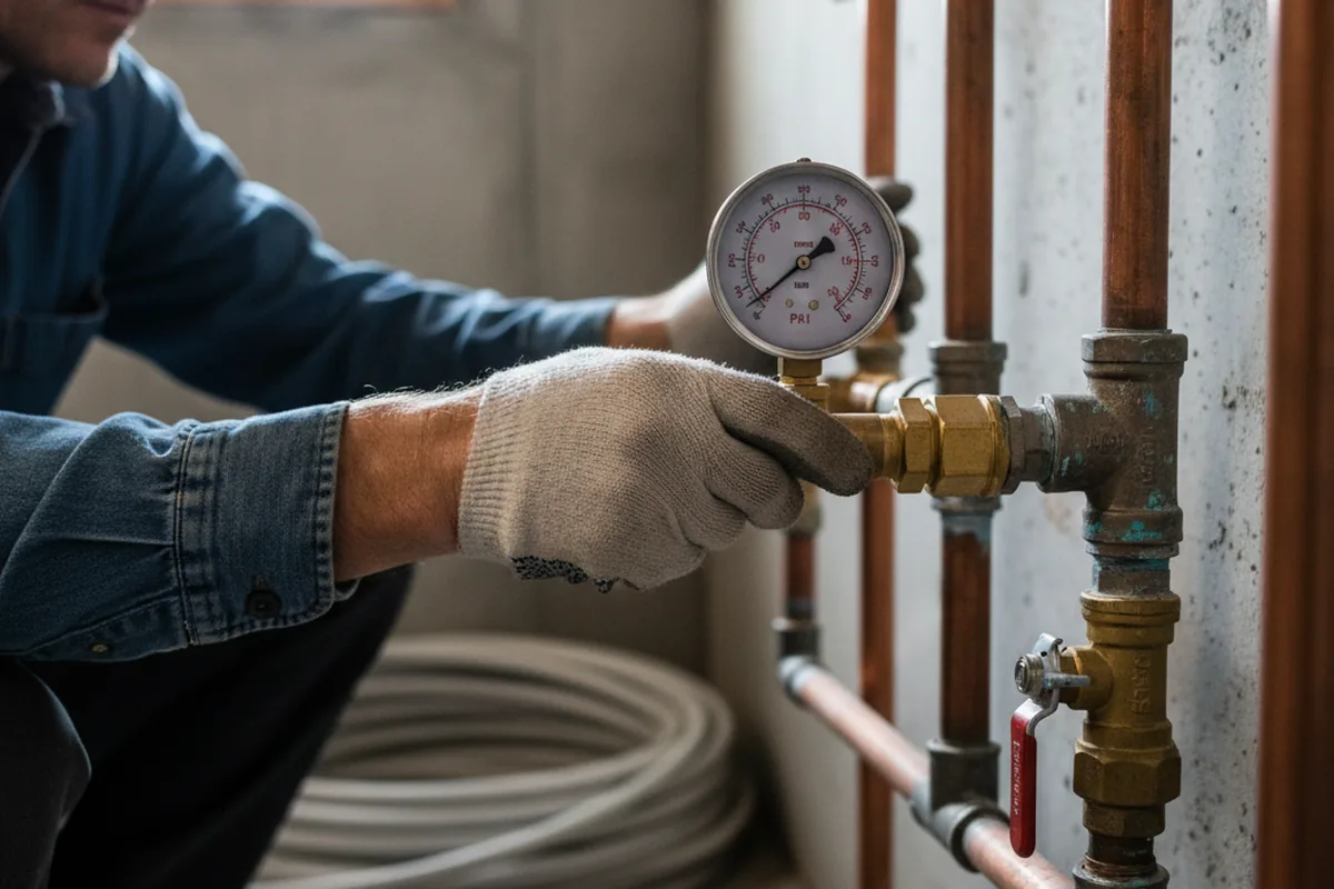 Pressure testing a repaired line during Water Line Repair in Spring Grove